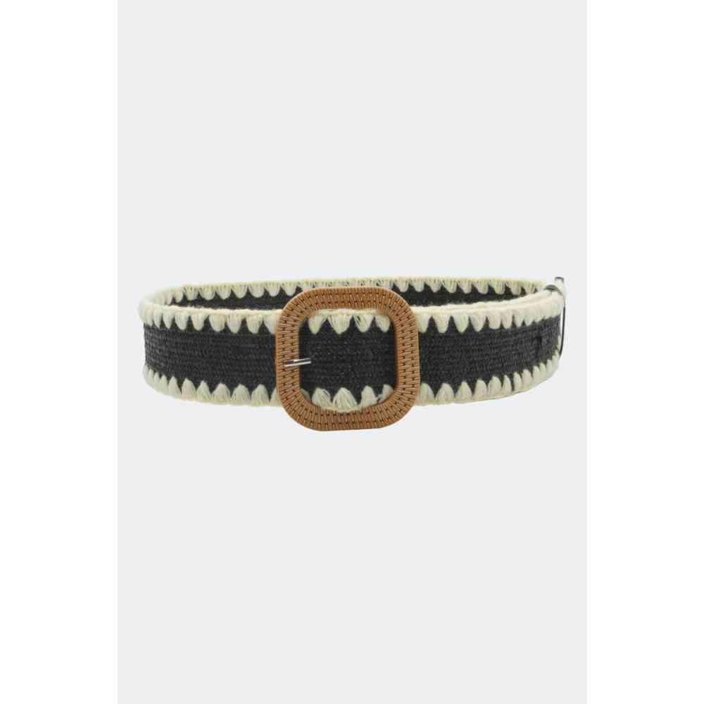 Voodoo Vixen - Contrast Edge Woven Straw Taillengürtel - Schwarz